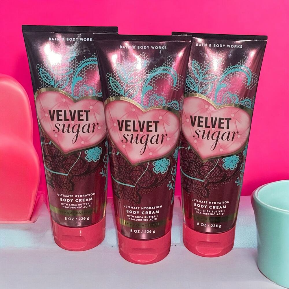 Bath Body Works Velvet Sugar Body Cream Shea Hyaluronic Acid Lot of 3 Retired